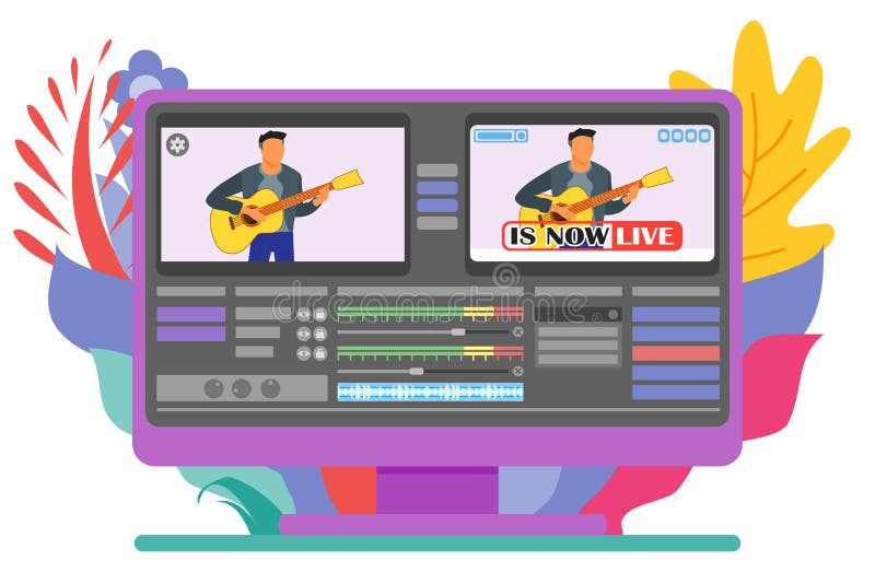 Programa de Live Stream Video Editor Computer ilustración del vector Programa de Live Stream Video Editor Computer ilustración del vector