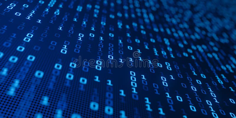 Programación de código binario datos de tecnología de internet concepto 3d ilustración representada ilustración del vector