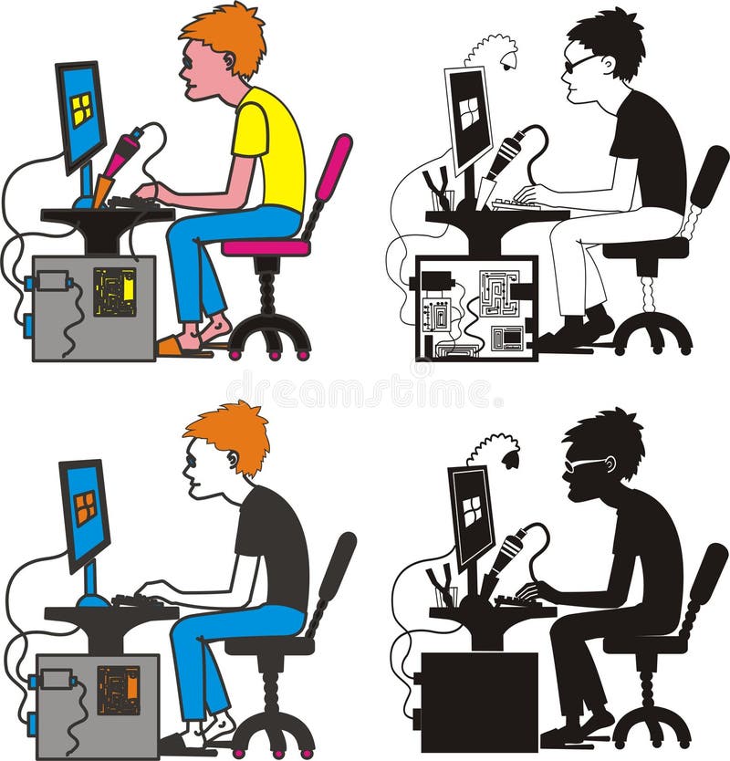 programador, ingeniero industrial stock de ilustración programador, ingeniero industrial stock de ilustración