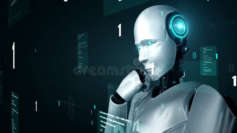 Programare automată a inteligenței artificiale a unui robot futurist royalty free illustration