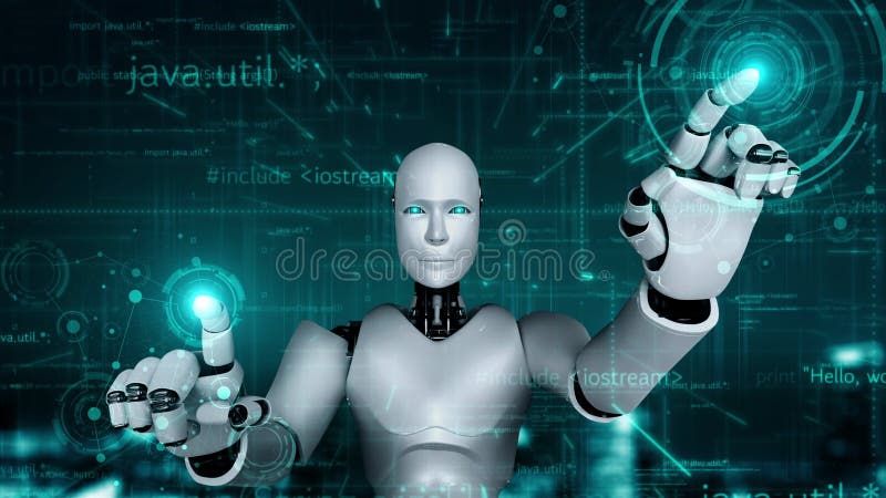 Programare automată a inteligenței artificiale a unui robot futurist stock illustration