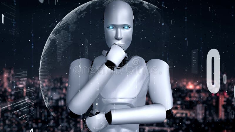 Programare automată a inteligenței artificiale a unui robot futurist stock illustration