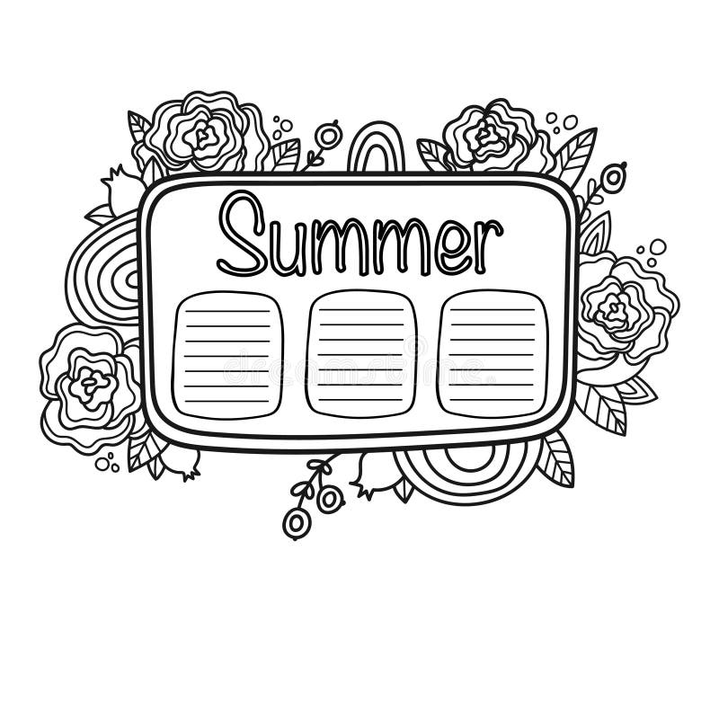 Programação imprimível do verão do álbum de recortes ilustração stock Programação imprimível do verão do álbum de recortes ilustração stock