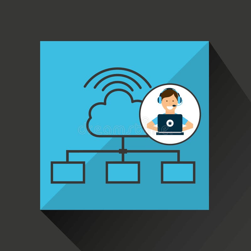 Programer character development cloud vector illustration