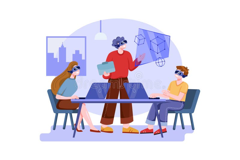 Programiści pracujący nad wirtualnym łańcuchem blokad ilustracji