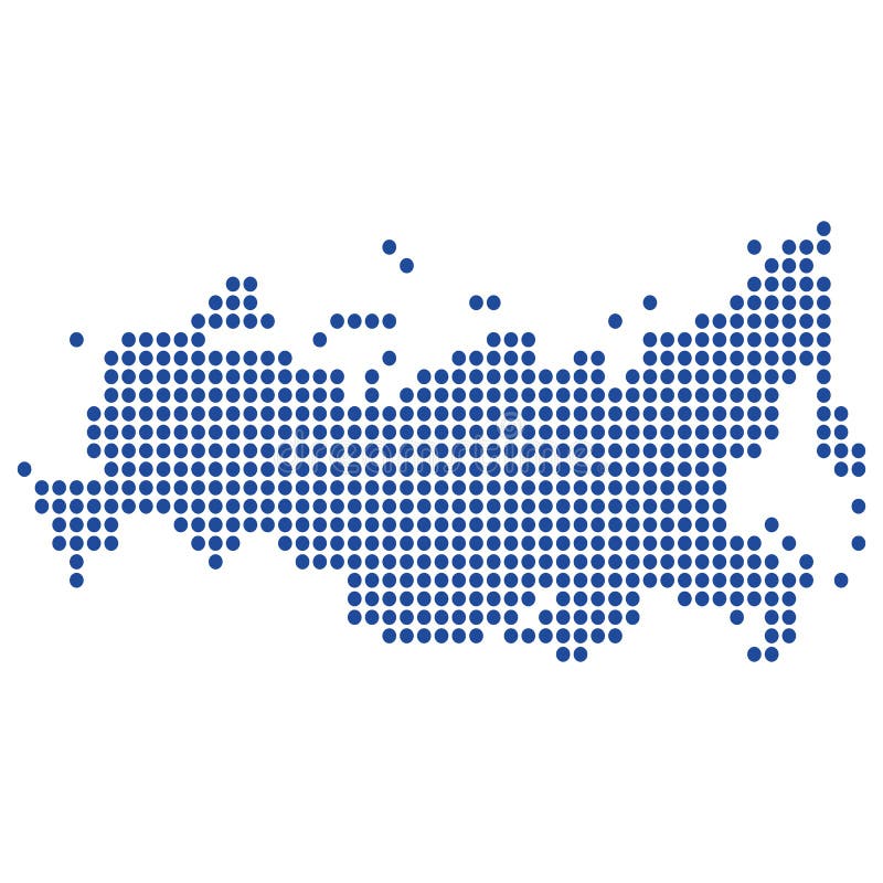 The map of the Russian Federation, is made of round blue dots. Original abstract vector illustration for your design. The map of the Russian Federation, is made of round blue dots. Original abstract vector illustration for your design.