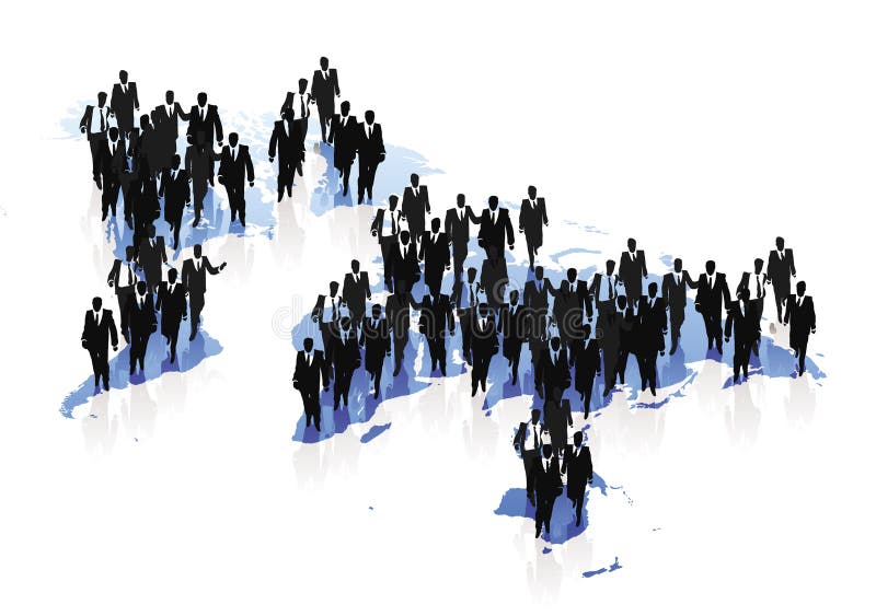 Programma di mondo e gente di affari di concetto illustrazione di stock Programma di mondo e gente di affari di concetto illustrazione di stock