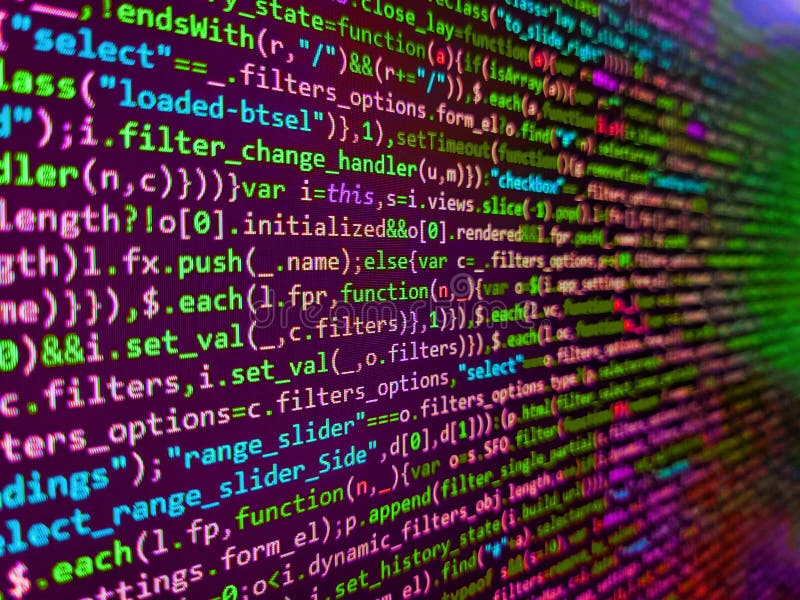 Programmazione del sito Internet. screenshot con parti casuali del codice del programma. attività di creazione di software pc. cod immagine stock libera da diritti