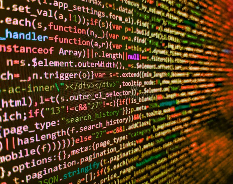 Programmazione di un concetto di algoritmo astratto del flusso di lavoro. schermo del web per lo sviluppo del codice su sfondo scu fotografia stock