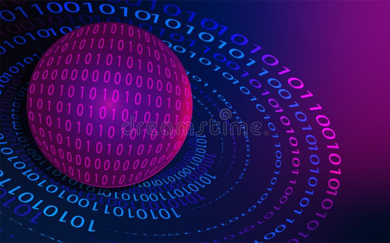 Programmcode. Codierung oder Hacker-Hintergrund. eine jupiterförmige Kugel, die mit Binärcode hergestellt wird. Matrix lizenzfreie abbildung