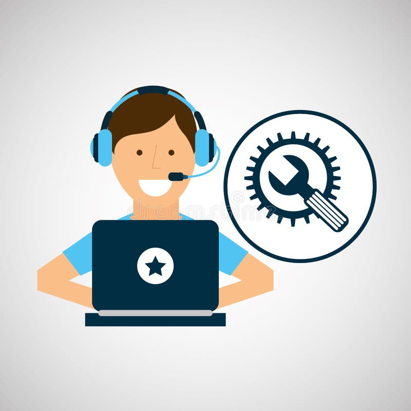 Programmer character tools development royalty free illustration