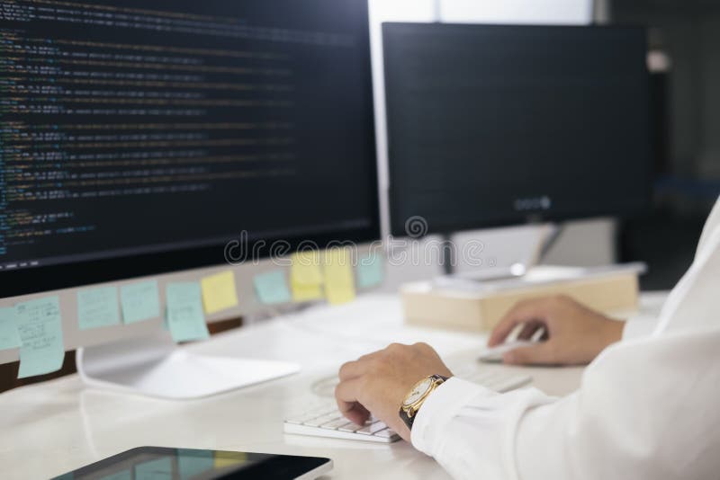 Programmer is Coding and Programming Software Stock Image - Image of ...