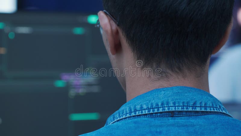Programmer Coding Software Code on Computer Screen stock footage