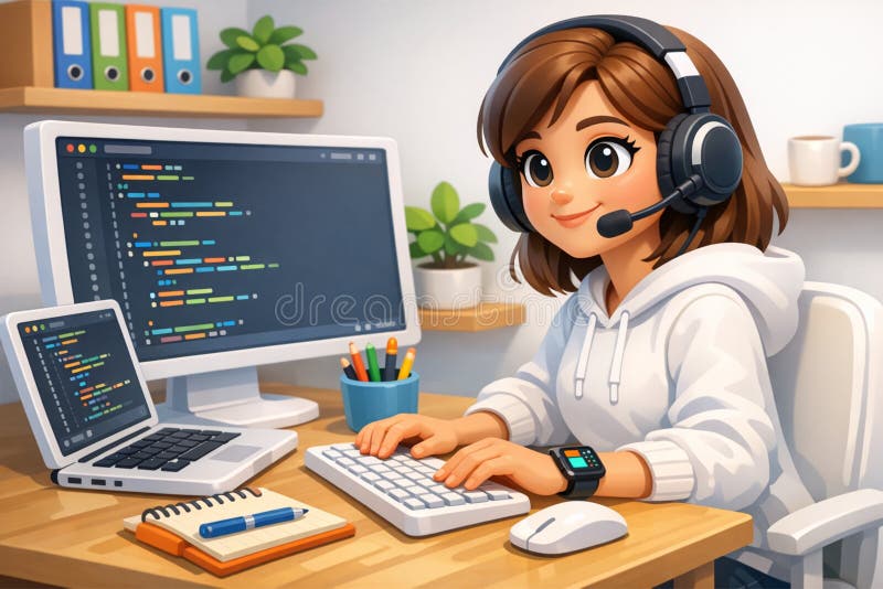 Programmer developer coding programmer developer coding and code ελεύθερη απεικόνιση δικαιώματος