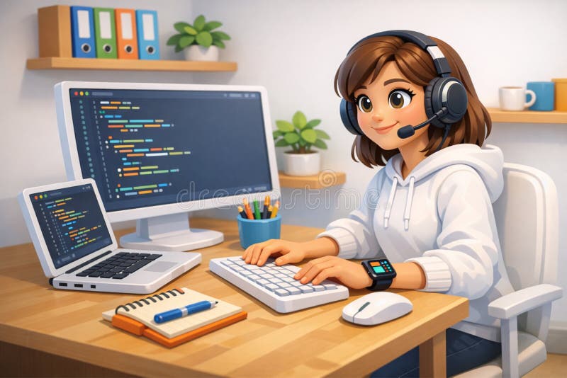 Programmer developer coding programmer developer coding and code διανυσματική απεικόνιση