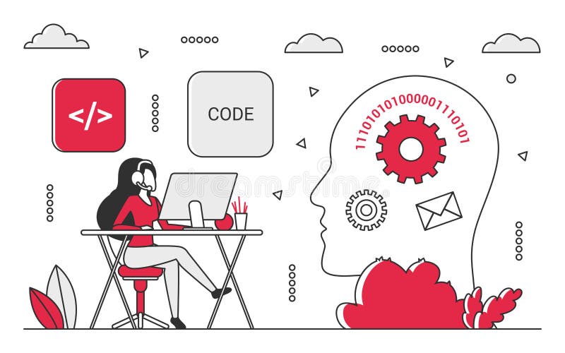 Programmer thinking concept royalty free illustration