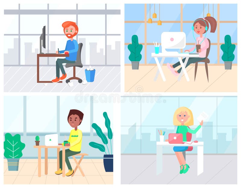 Programmer Thinking on Project in Office Vector royalty free illustration