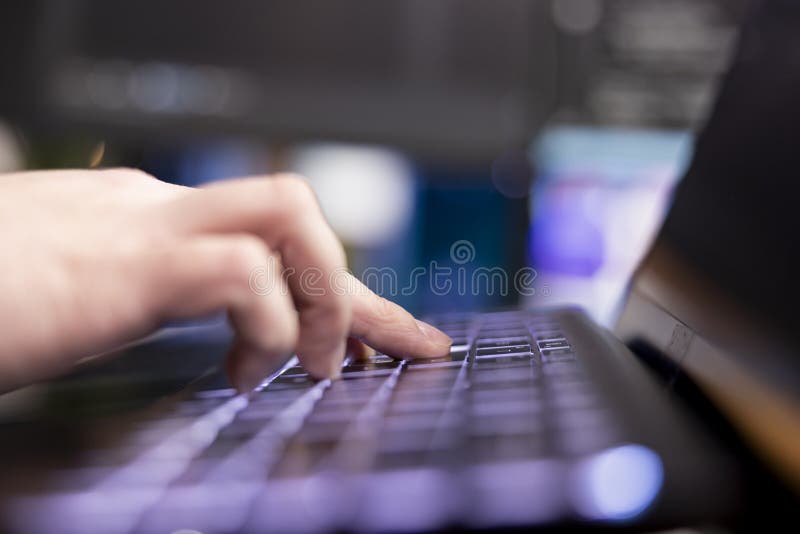 Programmer typing on keyboard, designing software, extreme close up royalty free stock photos