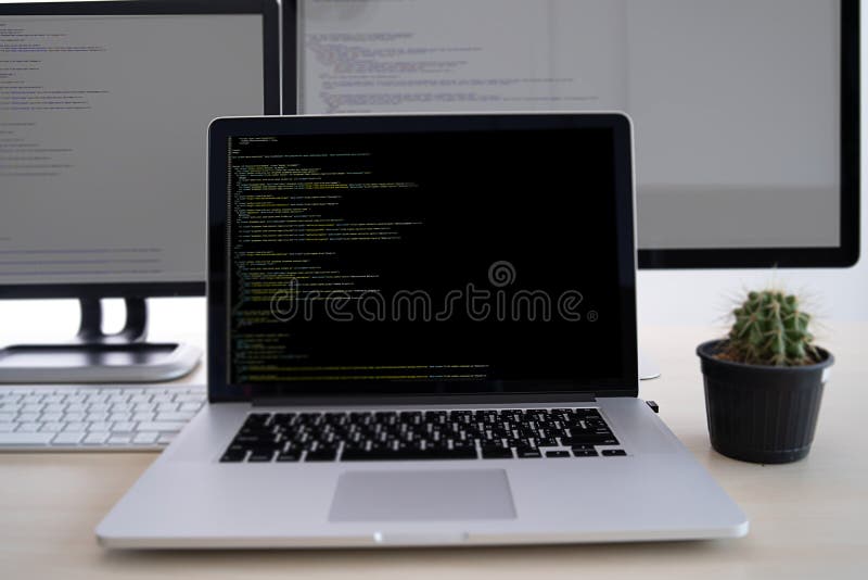 Programmer working Developing programming technologies Web Design Online Technology royalty free stock images