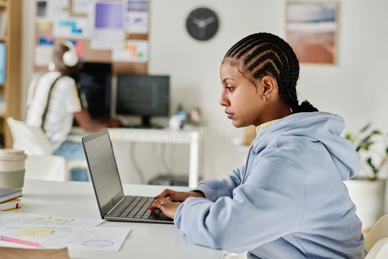 Programmer Working on Laptop in Office Stock Image - Image of girl ...