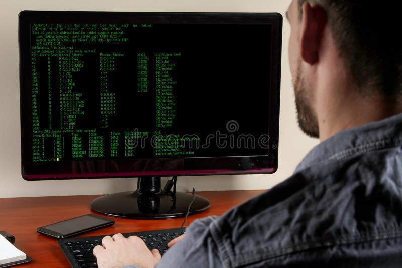 Programmer working on the laptop royalty free stock photo