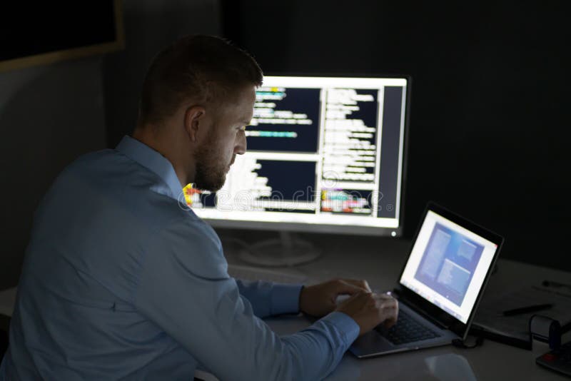 Programmer Working Late At Night royalty free stock photos