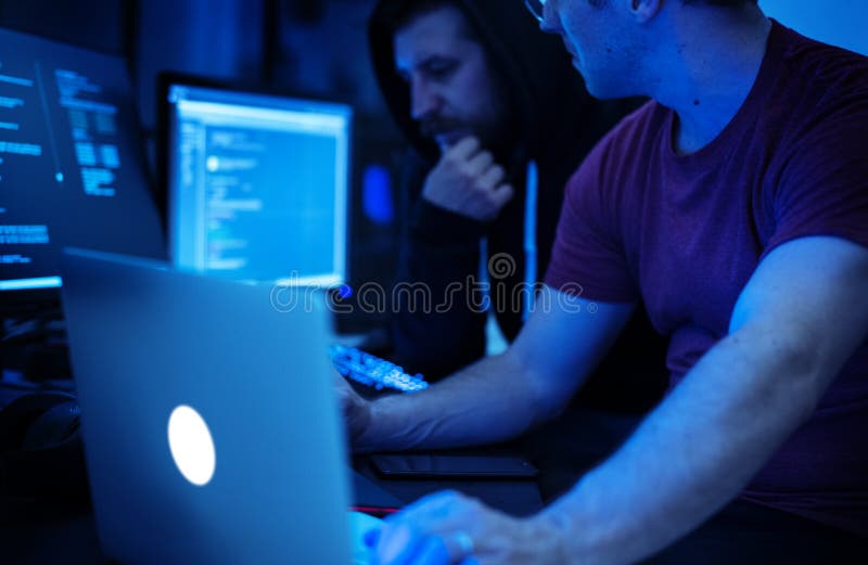 Programmer working about software cyberspace royalty free stock photos
