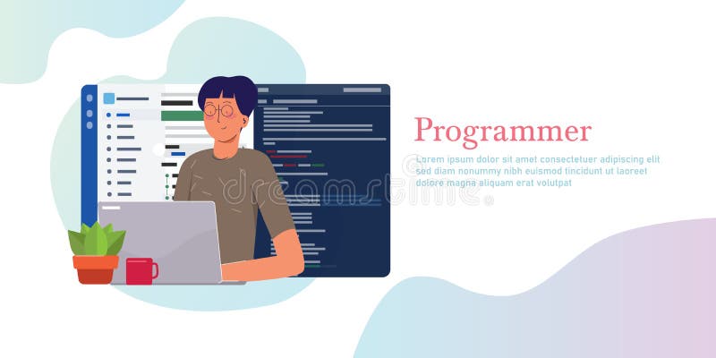Programmer Working Writing Code on Laptop with Line of Code Programming ...