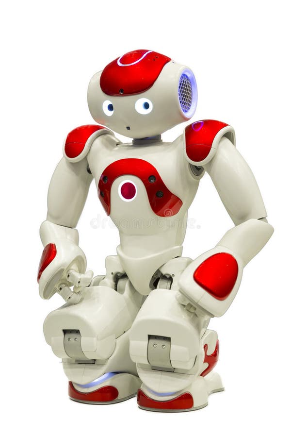 Programmerbar robot på vit fotografering för bildbyråer