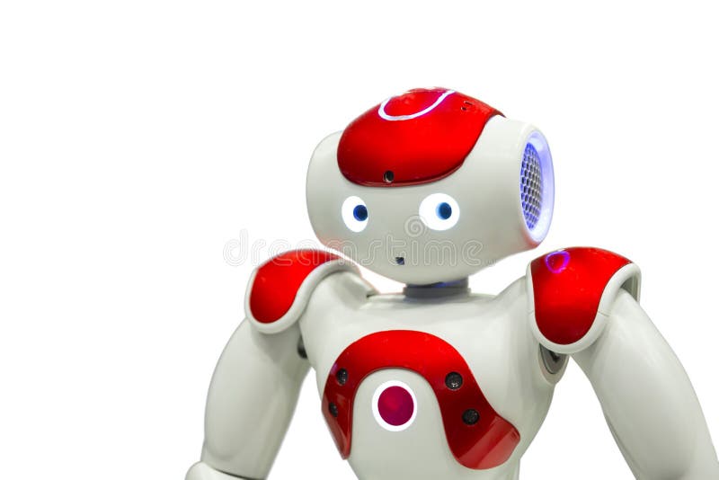 Programmerbar robot på vit arkivfoton