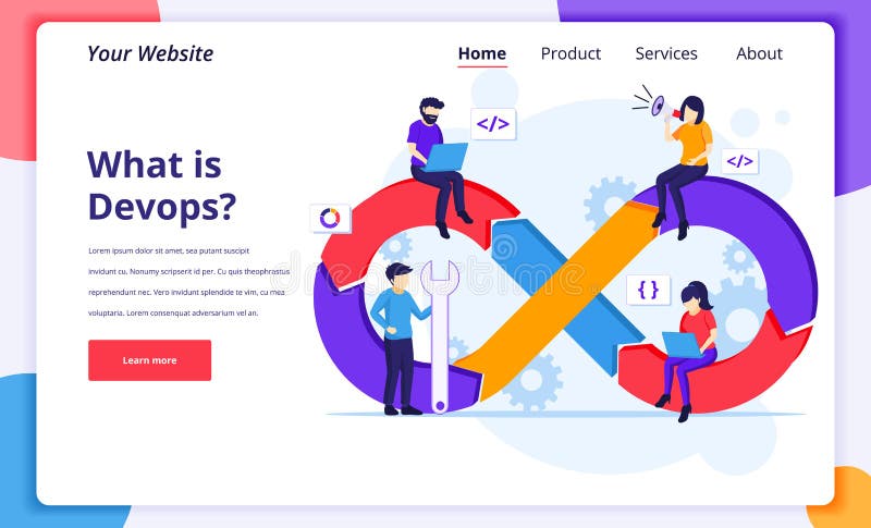 Programmers at work concept, software development with characters. Modern flat web page design for website and mobile website. royalty free illustration