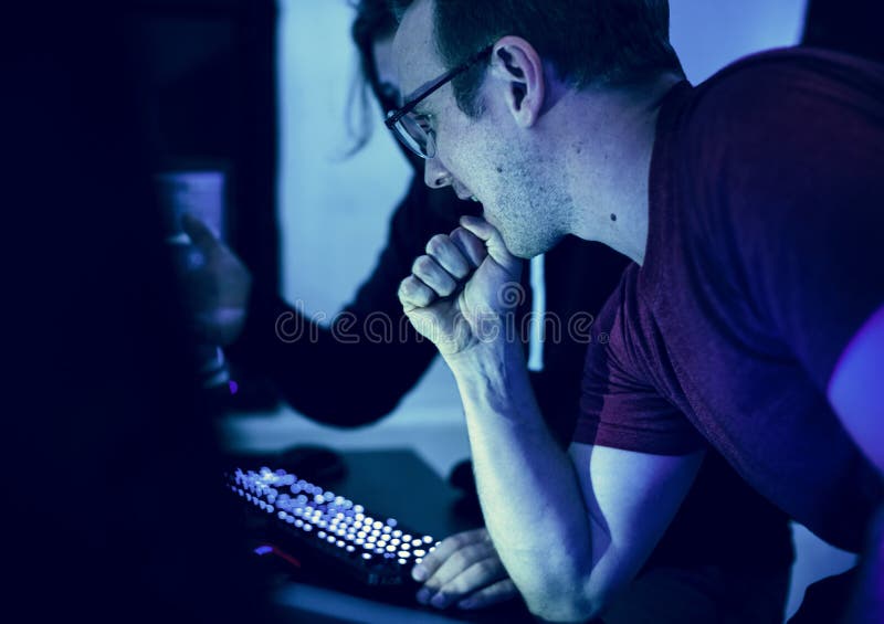 Programmers working on computer program royalty free stock photography