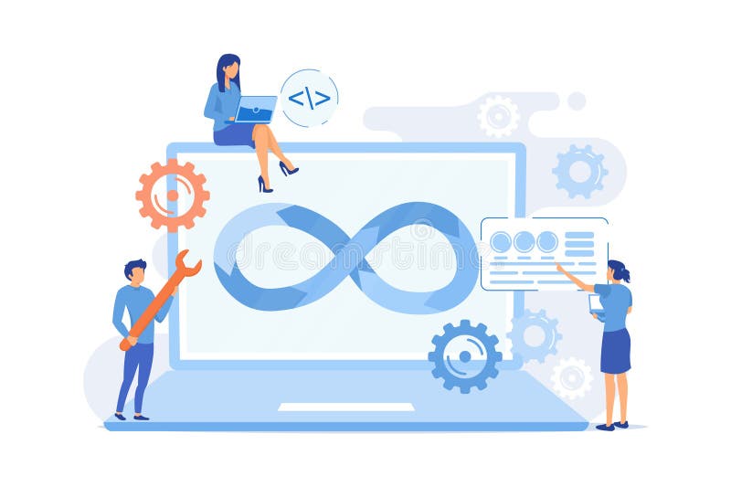 Programmers working on project. Website development methodology. royalty free illustration