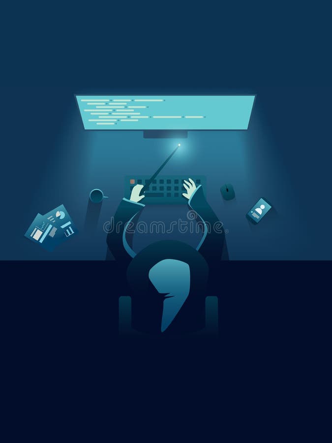 IT programmeur als genie of tovenaarszitting achter computer IT het malplaatje van de rekruteringsaffiche voor het huren van IT o stock illustratie IT programmeur als genie of tovenaarszitting achter computer IT het malplaatje van de rekruteringsaffiche voor het huren van IT o stock illustratie