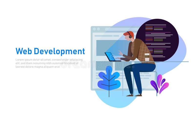 Programmeur de personne travaillant sur l'ordinateur portable avec le code de programme sur l'écran Concept de codage et de progr illustration libre de droits Programmeur de personne travaillant sur l'ordinateur portable avec le code de programme sur l'écran Concept de codage et de progr illustration libre de droits