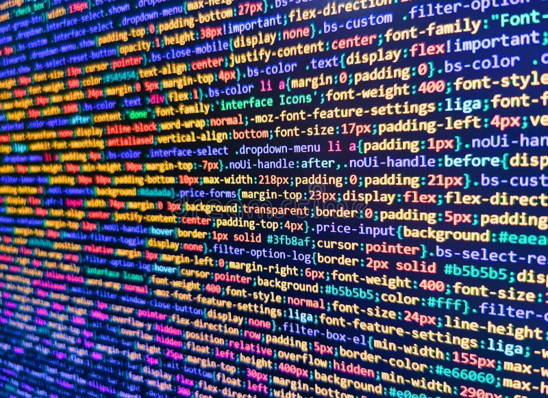 Programmiercode. Code im dunklen Hintergrund. Objekte für JavaScript-Funktionen. Hintergrund der Software stockbilder