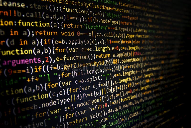 Programmiercodeschirm des Softwareentwicklers Computer stockfotos
