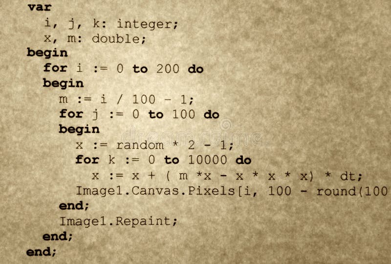 Programmiercode. Altes Papier mit etwas Code.