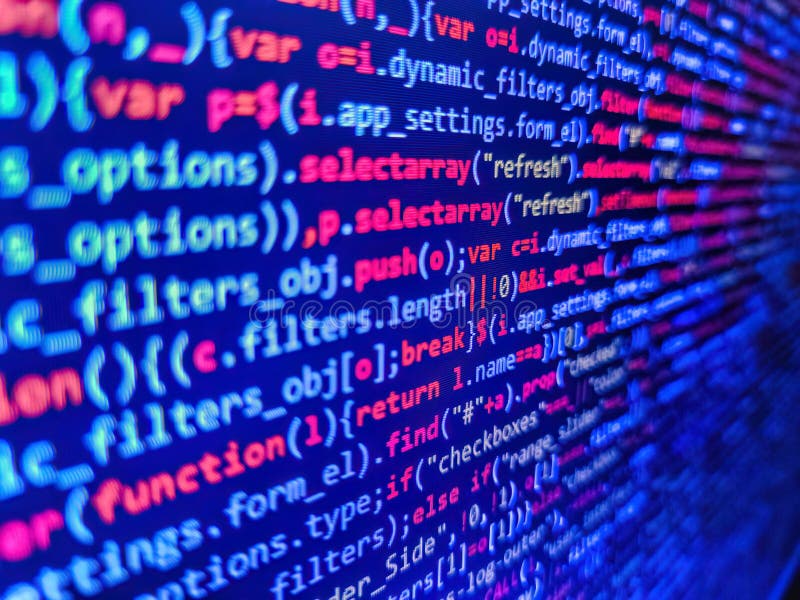 Software or Programing Code Display Close Up. Use for Tech