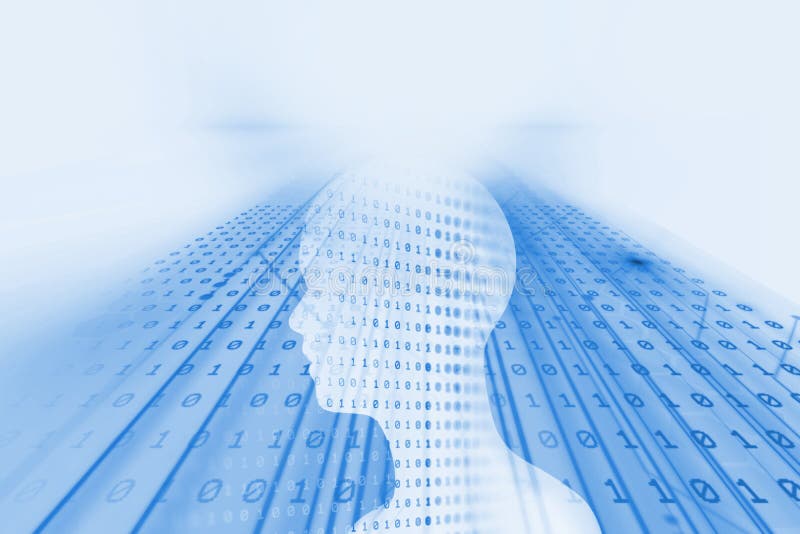 Programming code abstract technology background of software developer and Computer script on silhouette of virtual human. Css code illustrations