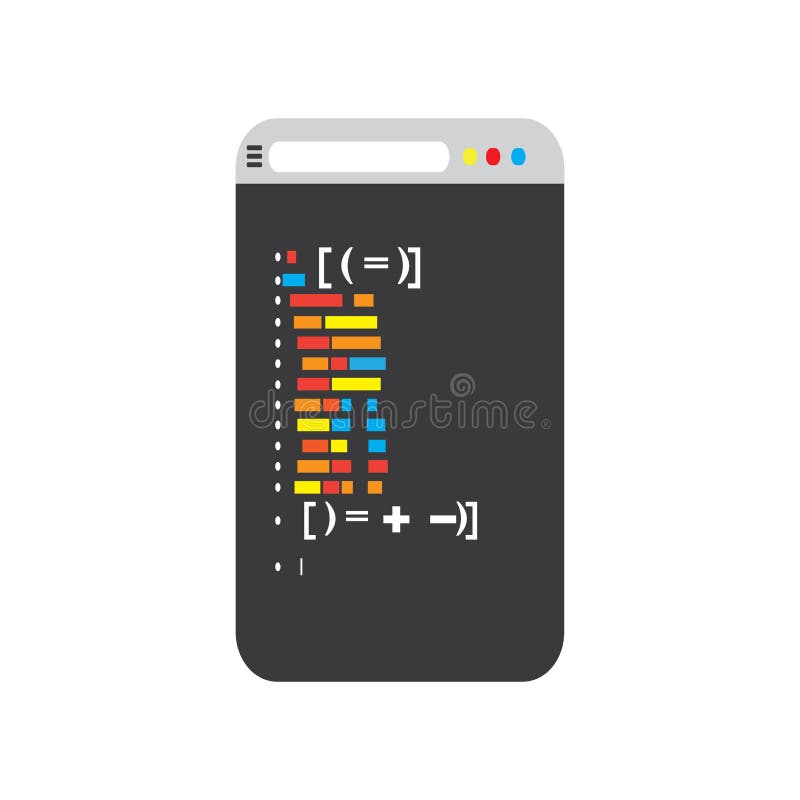 Programming code on a browser window vector programming code on a browser window stok i̇llüstrasyon