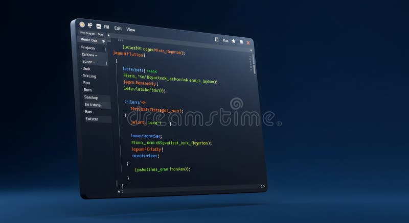 Programming Code on Dark Screen Background stock illustration
