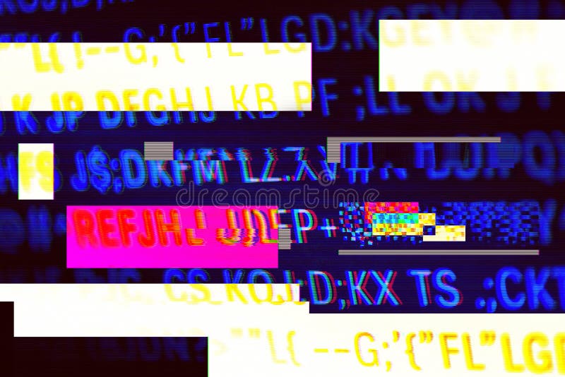 Programming code with glitch effect background design stock illustration