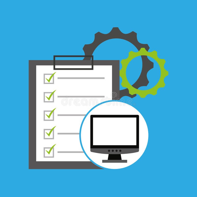 Programming coding computer checklist gear royalty free illustration