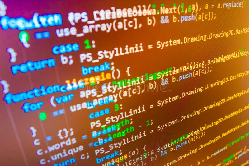 Programming Coding Source Code Screen. Stock Image - Image of computer ...