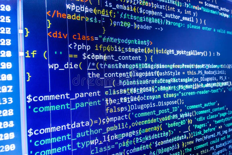 Programming coding source code screen abstract software developer computer script ストック画像