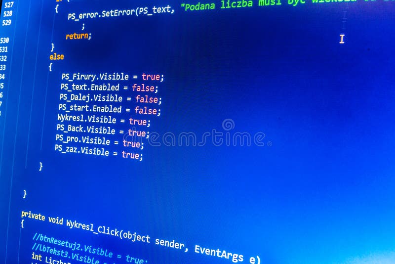 Programming Coding Source Code Screen. Stock Photo - Image of document ...