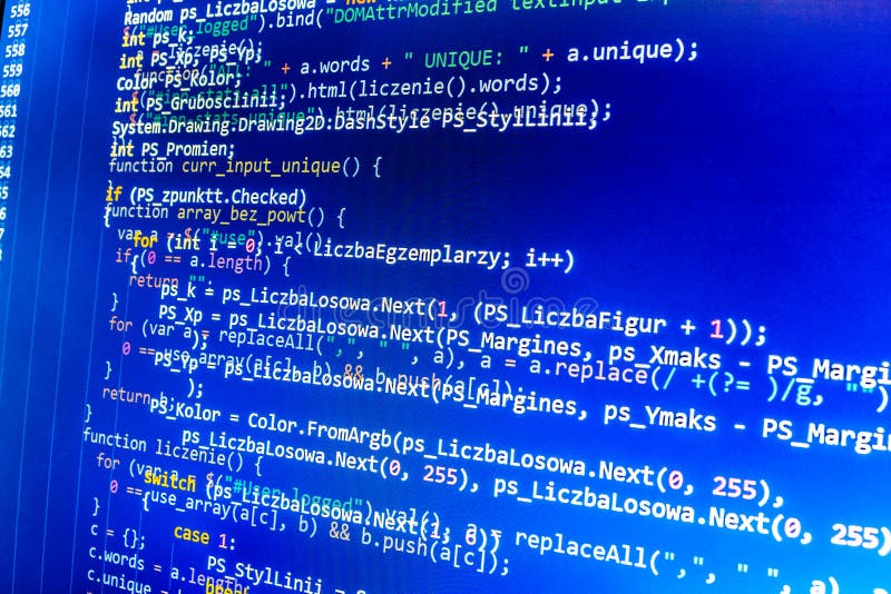 Programming Coding Source Code Screen. Stock Photo - Image of generated ...
