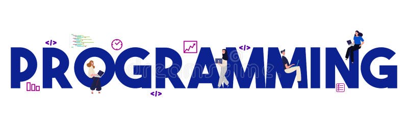 Programming computer code development illustration concept of coder software web developer programmer. Vector illustration. Software developer programming code vectors