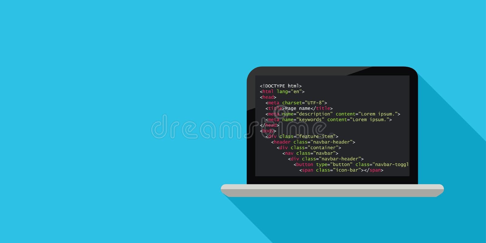 Html Code on Dark Background Stock Image - Image of software, screen:  155503891